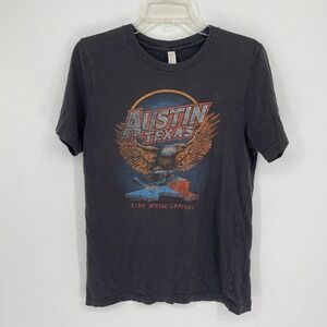 Bella+Canvas Men's Gray Austin Texas Eagle Guitar Graphic Band T-Shirt Size M